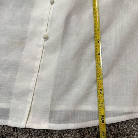 Vintage 70s Prairie Victorian Blouse Ruffle Ivory Collar Mock Medium M - Picture 7 of 7